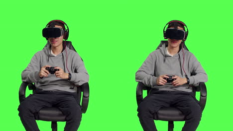 Young-man-playing-action-with-vr-glasses